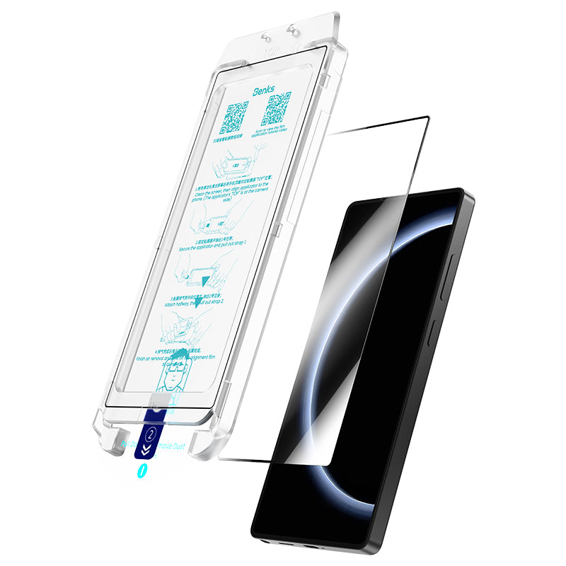 Galaxy S25 Ultra Benks Glass Warrior AR (Anti Reflective) Ekran Koruyucu + Kolay Uygulama Aparatlı Siyah