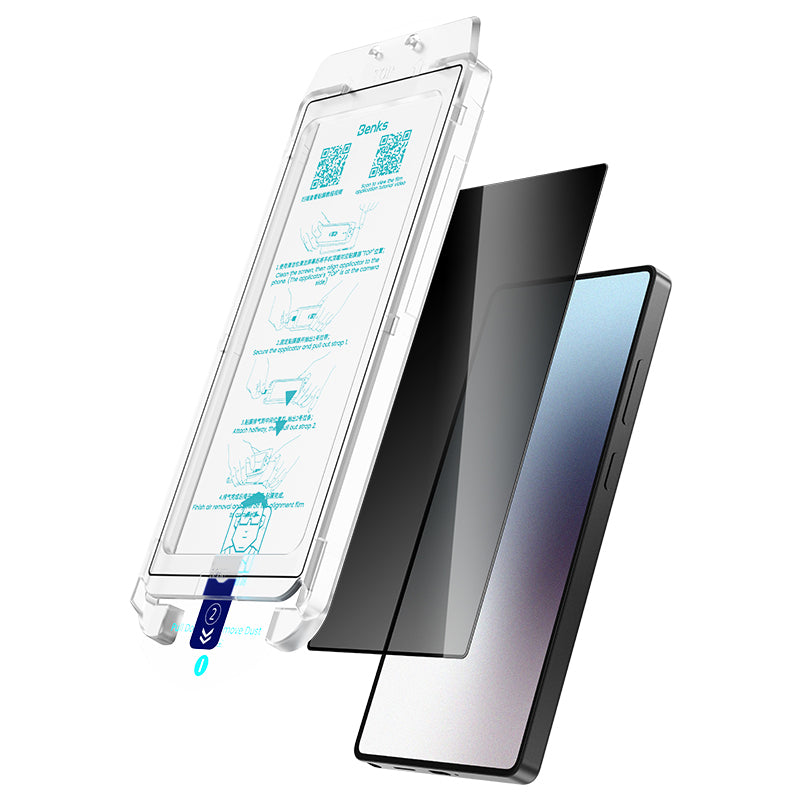 Galaxy S25 Ultra Benks Ultra Shield Privacy Ekran Koruyucu + Kolay Uygulama Aparatlı Siyah