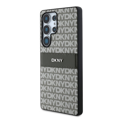 Galaxy S25 Ultra Kılıf DKNY Orjinal Lisanslı Kartlıklı 3D Yazılı Repeat Texture Pattern Kapak Siyah
