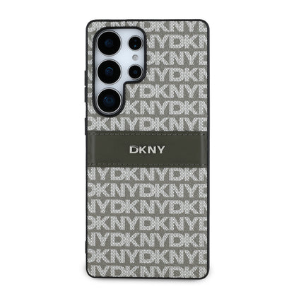 Galaxy S25 Ultra Kılıf DKNY Orjinal Lisanslı Kartlıklı 3D Yazılı Repeat Texture Pattern Kapak Siyah