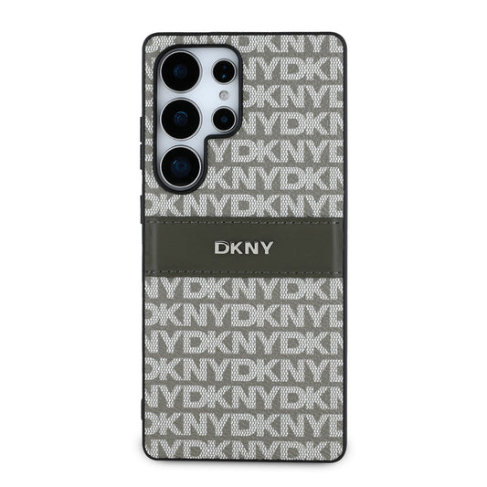 Galaxy S25 Ultra Kılıf DKNY Orjinal Lisanslı Kartlıklı 3D Yazılı Repeat Texture Pattern Kapak Siyah
