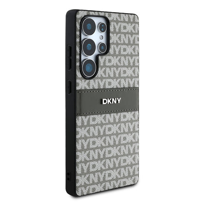 Galaxy S25 Ultra Kılıf DKNY Orjinal Lisanslı Kartlıklı 3D Yazılı Repeat Texture Pattern Kapak Siyah