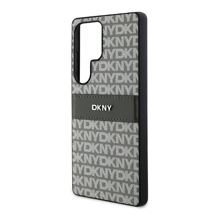Galaxy S25 Ultra Kılıf DKNY Orjinal Lisanslı Kartlıklı 3D Yazılı Repeat Texture Pattern Kapak Kahverengi