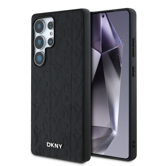 Galaxy S25 Ultra Kılıf DKNY Orjinal Lisanslı Magnetik PU Deri Grid Pattern Kapak Kahverengi