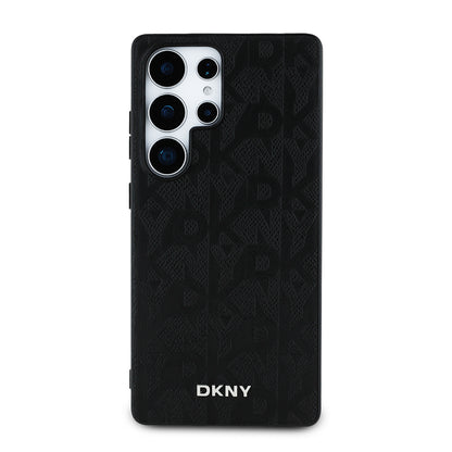 Galaxy S25 Ultra Kılıf DKNY Orjinal Lisanslı Magnetik PU Deri Grid Pattern Kapak Siyah