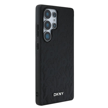 Galaxy S25 Ultra Kılıf DKNY Orjinal Lisanslı Magnetik PU Deri Grid Pattern Kapak Kahverengi