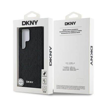 Galaxy S25 Ultra Kılıf DKNY Orjinal Lisanslı Magnetik PU Deri Grid Pattern Kapak Siyah