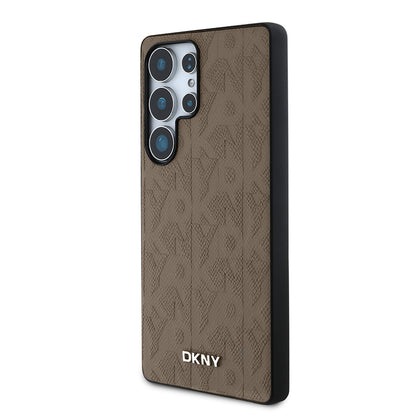 Galaxy S25 Ultra Kılıf DKNY Orjinal Lisanslı Magnetik PU Deri Grid Pattern Kapak Siyah