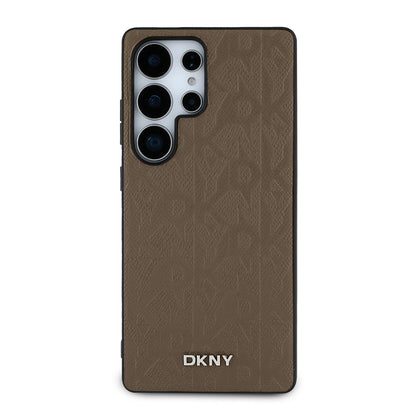 Galaxy S25 Ultra Kılıf DKNY Orjinal Lisanslı Magnetik PU Deri Grid Pattern Kapak Siyah