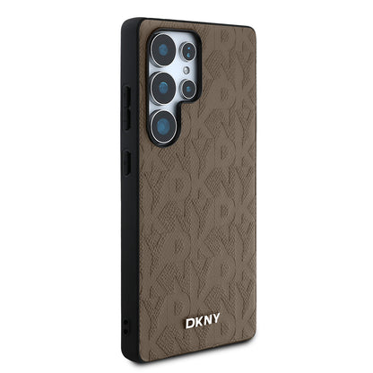 Galaxy S25 Ultra Kılıf DKNY Orjinal Lisanslı Magnetik PU Deri Grid Pattern Kapak Siyah