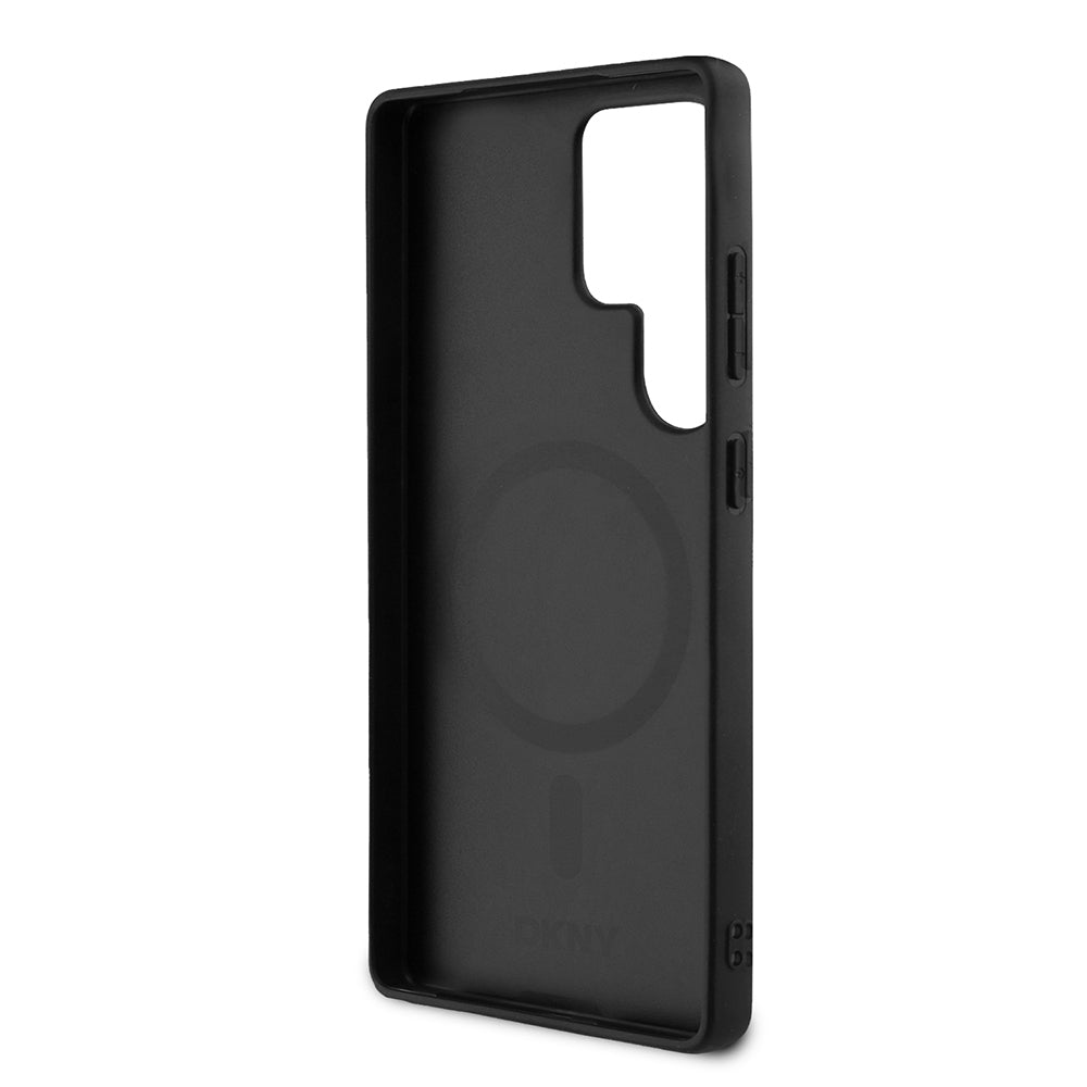 Galaxy S25 Ultra Kılıf DKNY Orjinal Lisanslı Magnetik PU Deri Grid Pattern Kapak Kahverengi