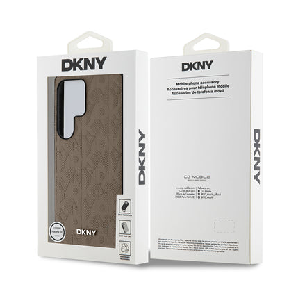 Galaxy S25 Ultra Kılıf DKNY Orjinal Lisanslı Magnetik PU Deri Grid Pattern Kapak Siyah