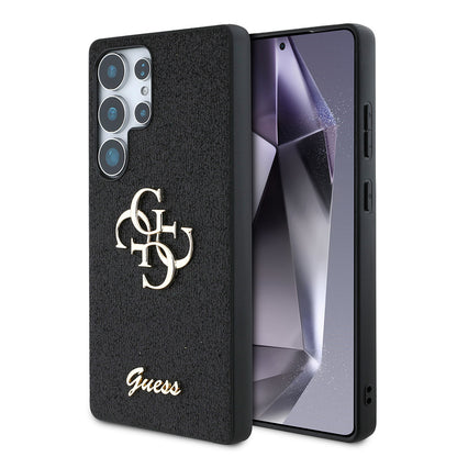 Galaxy S25 Ultra Kılıf Guess Orjinal Lisanslı 4G Büyük Metal Logolu Glitter Kapak Pembe