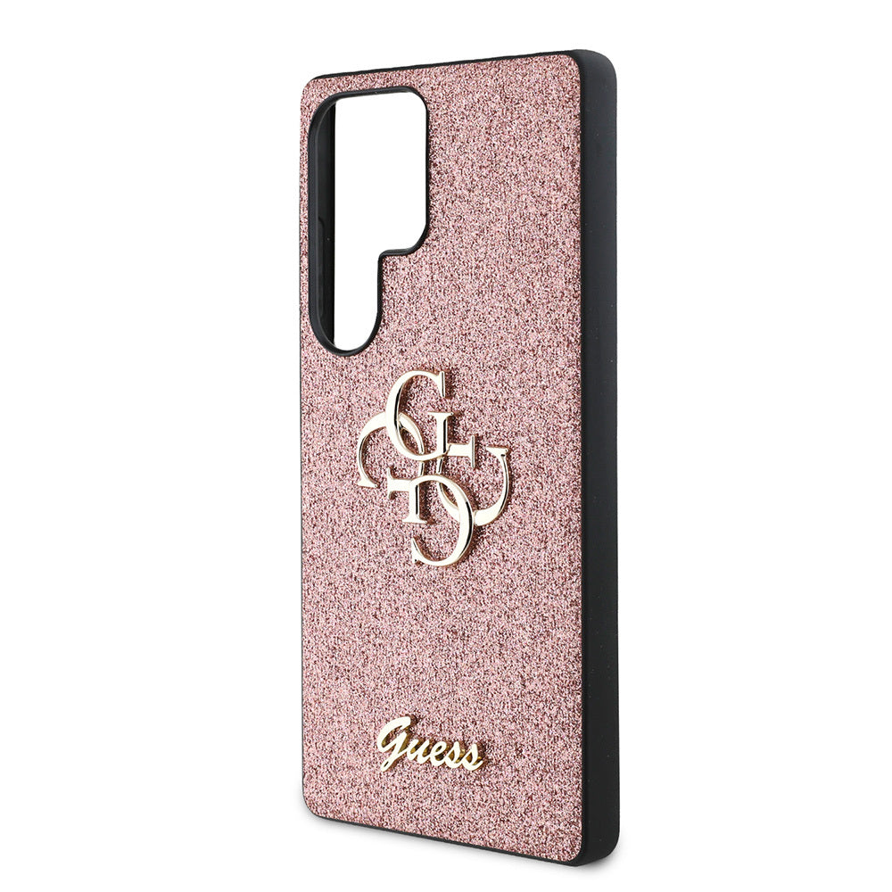 Galaxy S25 Ultra Kılıf Guess Orjinal Lisanslı 4G Büyük Metal Logolu Glitter Kapak Gold