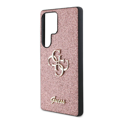 Galaxy S25 Ultra Kılıf Guess Orjinal Lisanslı 4G Büyük Metal Logolu Glitter Kapak Gold