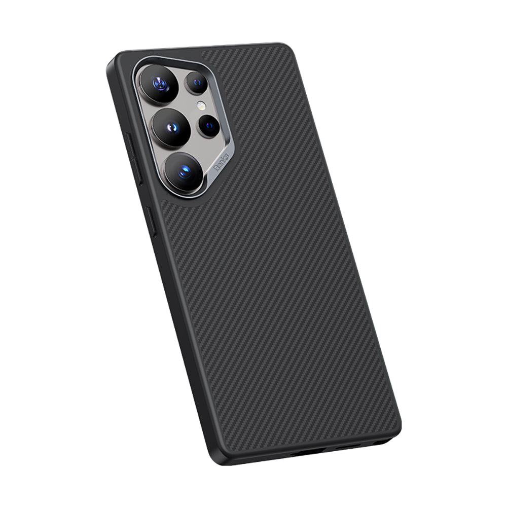 Galaxy S25 Ultra Kılıf Karbon Fiber M-safe Şarj Özellikli Benks Hybrid ArmorPro 600D Kevlar Kapak Siyah