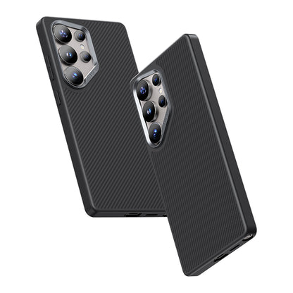 Galaxy S25 Ultra Kılıf Karbon Fiber M-safe Şarj Özellikli Benks Hybrid ArmorPro 600D Kevlar Kapak Siyah