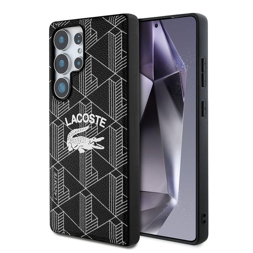 Galaxy S25 Ultra Kılıf Lacoste Orjinal Lisanslı M-safe Şarj Özellikli Mono Vintage Logo Kapak Lacivert