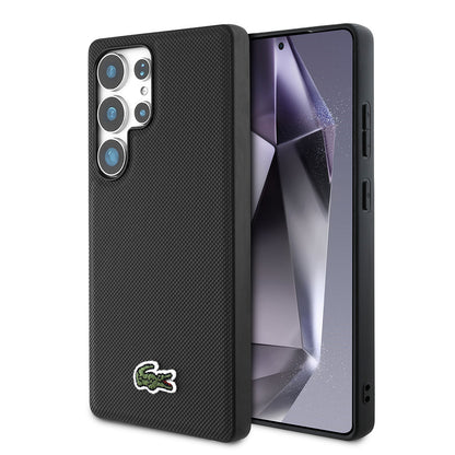 Galaxy S25 Ultra Kılıf Lacoste Orjinal Lisanslı PU Pike Desenli Arka Yüzey İkonik Timsah Dokuma Logolu Kapak Kırmızı