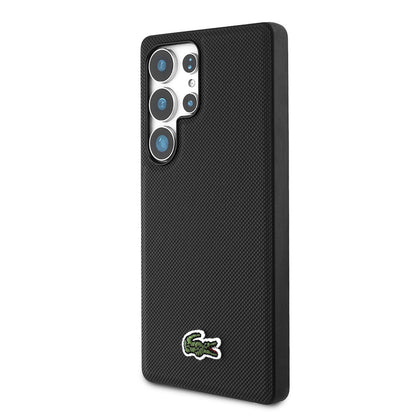 Galaxy S25 Ultra Kılıf Lacoste Orjinal Lisanslı PU Pike Desenli Arka Yüzey İkonik Timsah Dokuma Logolu Kapak Lacivert