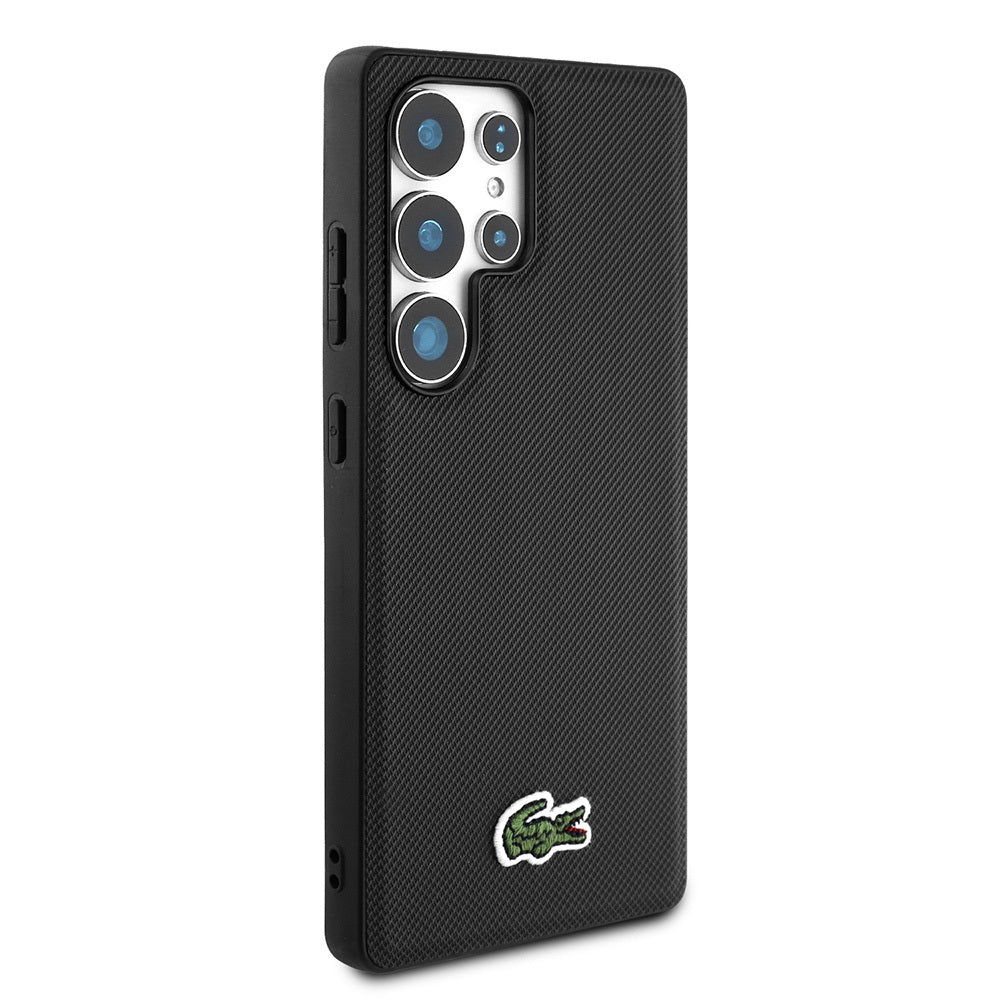 Galaxy S25 Ultra Kılıf Lacoste Orjinal Lisanslı PU Pike Desenli Arka Yüzey İkonik Timsah Dokuma Logolu Kapak Kırmızı