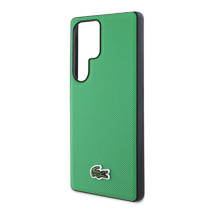 Galaxy S25 Ultra Kılıf Lacoste Orjinal Lisanslı PU Pike Desenli Arka Yüzey İkonik Timsah Dokuma Logolu Kapak Kırmızı