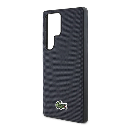 Galaxy S25 Ultra Kılıf Lacoste Orjinal Lisanslı PU Pike Desenli Arka Yüzey İkonik Timsah Dokuma Logolu Kapak Lacivert