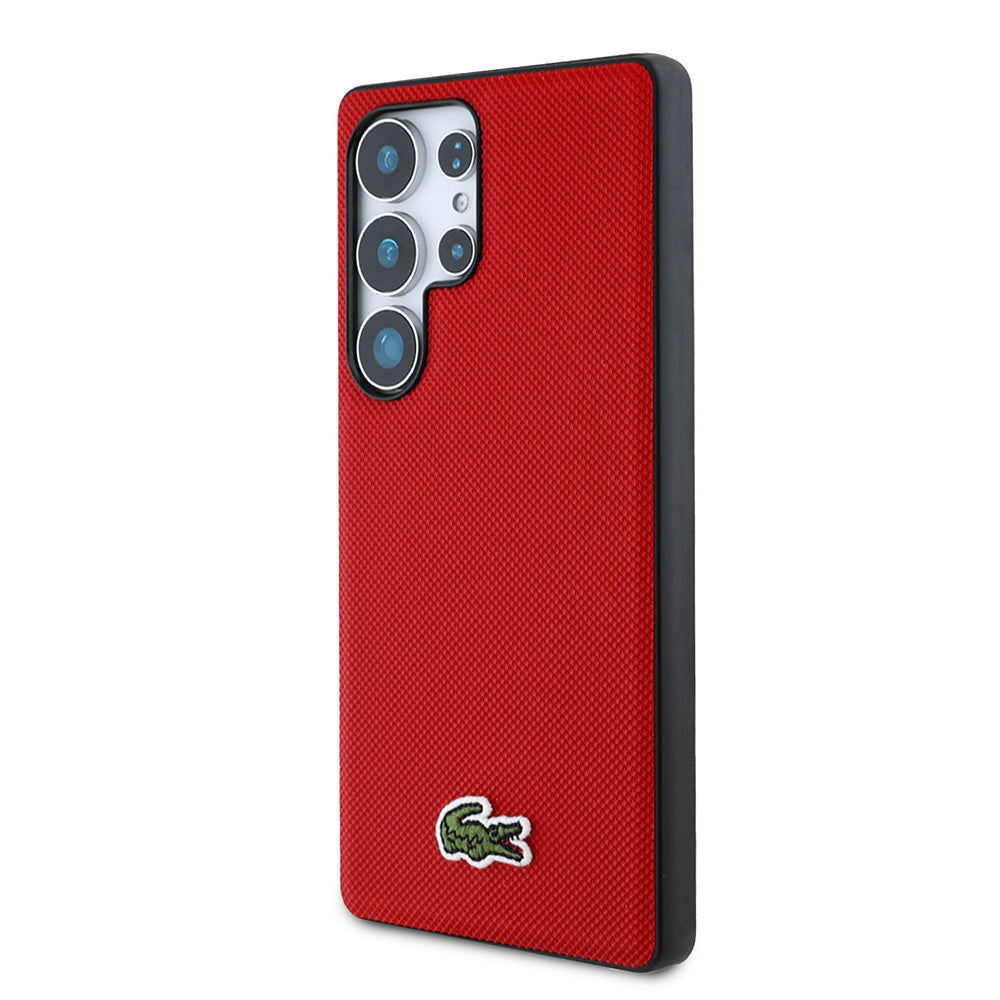 Galaxy S25 Ultra Kılıf Lacoste Orjinal Lisanslı PU Pike Desenli Arka Yüzey İkonik Timsah Dokuma Logolu Kapak Siyah