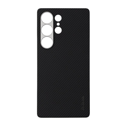 Galaxy S25 Ultra Kılıf M-safe Şarj Özellikli 600D Aramid Fiber Pitaka Ultra-Slim Classic Serisi Black-Grey Twill Kapak Siyah-Gri
