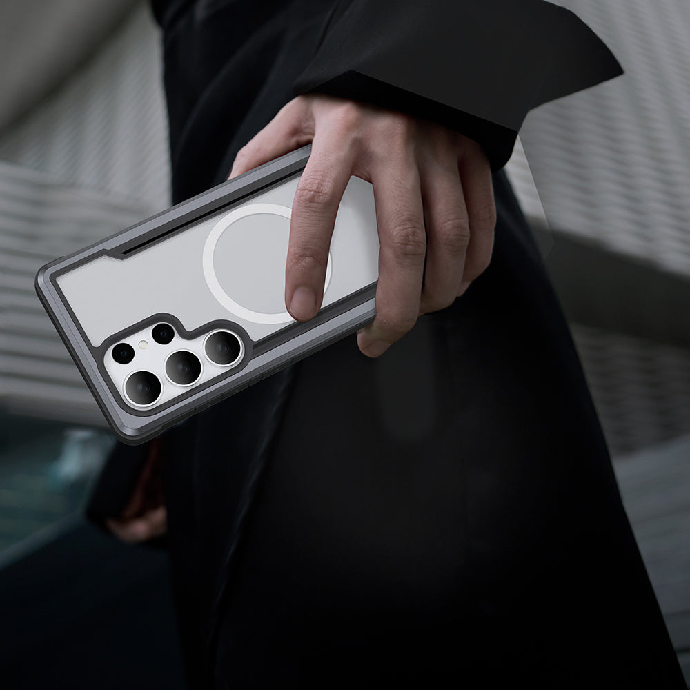 Galaxy S25 Ultra Kılıf M-safe Şarj Özellikli Airbagli Raptic Shield Serisi Şeffaf Arka Yüzey Kapak Siyah