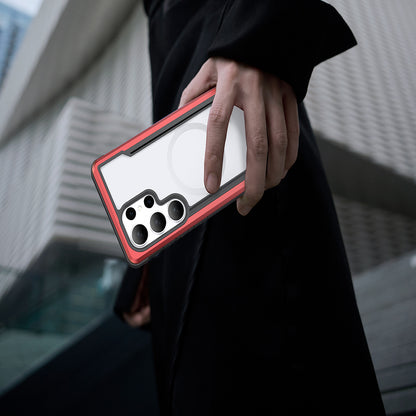 Galaxy S25 Ultra Kılıf M-safe Şarj Özellikli Airbagli Raptic Shield Serisi Şeffaf Arka Yüzey Kapak Siyah