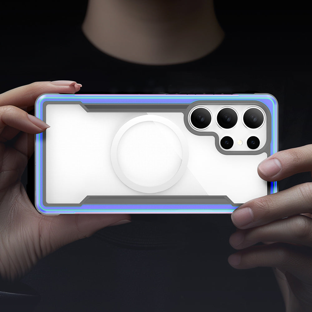 Galaxy S25 Ultra Kılıf M-safe Şarj Özellikli Airbagli Raptic Shield Serisi Şeffaf Arka Yüzey Kapak Colorful