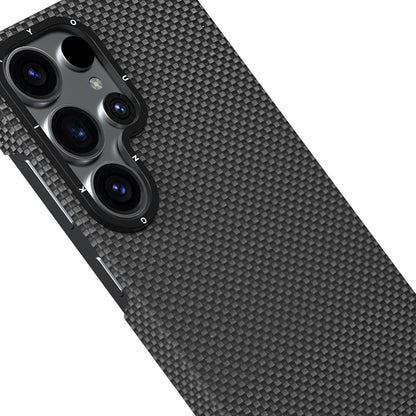 Galaxy S25 Ultra Kılıf M-safe Şarj Özellikli Aramid Fiber Youngkit 1500D Kevlar Extreme Wing Serisi Kapak Siyah