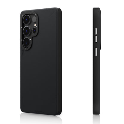 Galaxy S25 Ultra Kılıf M-safe Şarj Özellikli Basit Mat Deri Desenli Youngkit Tech Fashion Serisi Kapak Siyah