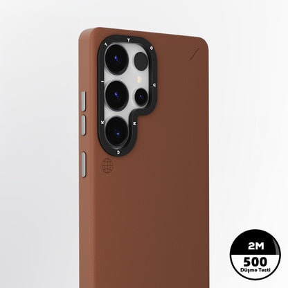 Galaxy S25 Ultra Kılıf M-safe Şarj Özellikli Basit Mat Deri Desenli Youngkit Tech Fashion Serisi Kapak Siyah