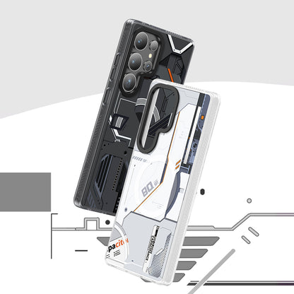 Galaxy S25 Ultra Kılıf M-safe Şarj Özellikli Benks Dynamic Mecha Serisi Kapak Beyaz