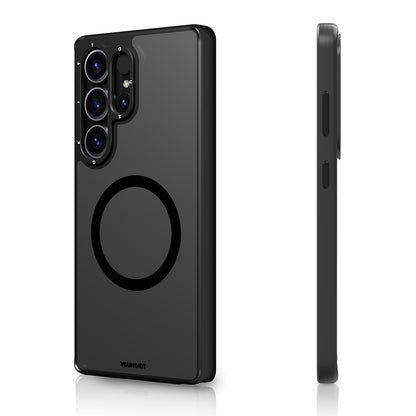 Galaxy S25 Ultra Kılıf M-safe Şarj Özellikli Cam Arka Yüzey TPU Youngkit Gemstone Serisi Kapak Şeffaf