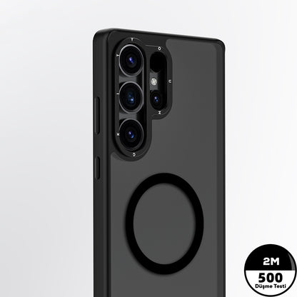 Galaxy S25 Ultra Kılıf M-safe Şarj Özellikli Cam Arka Yüzey TPU Youngkit Gemstone Serisi Kapak Şeffaf