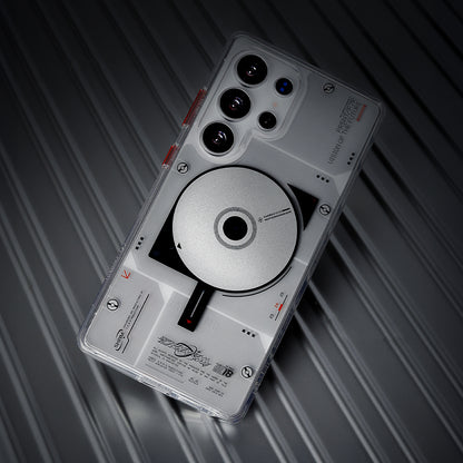 Galaxy S25 Ultra Kılıf M-safe Şarj Özellikli Disk Desenli Airbag Tasarımlı Skinarma Nova Kapak Şeffaf