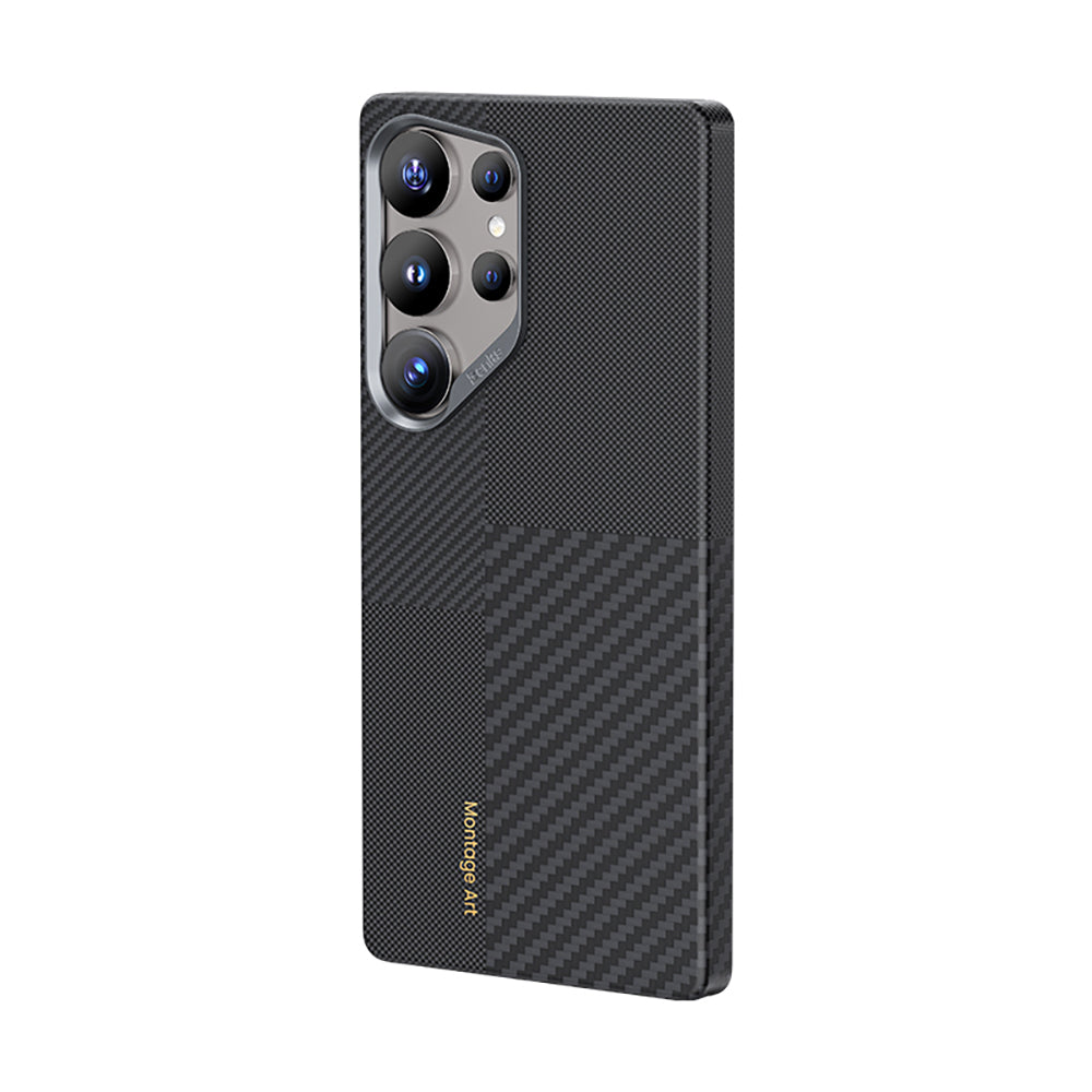 Galaxy S25 Ultra Kılıf M-safe Şarj Özellikli Karbon Fiber Benks Montage ArmorAir Kevlar Kapak Siyah