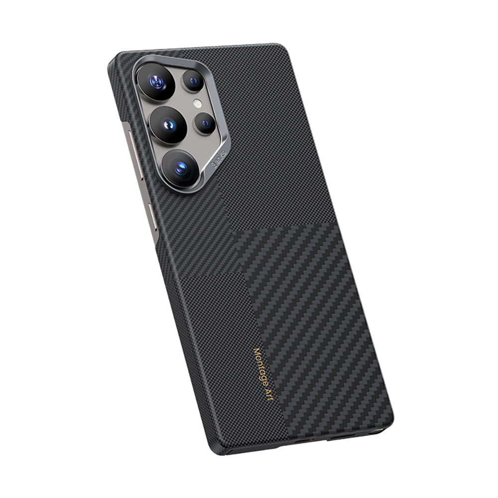 Galaxy S25 Ultra Kılıf M-safe Şarj Özellikli Karbon Fiber Benks Montage ArmorAir Kevlar Kapak Siyah