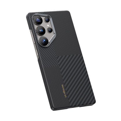 Galaxy S25 Ultra Kılıf M-safe Şarj Özellikli Karbon Fiber Benks Montage ArmorAir Kevlar Kapak Siyah