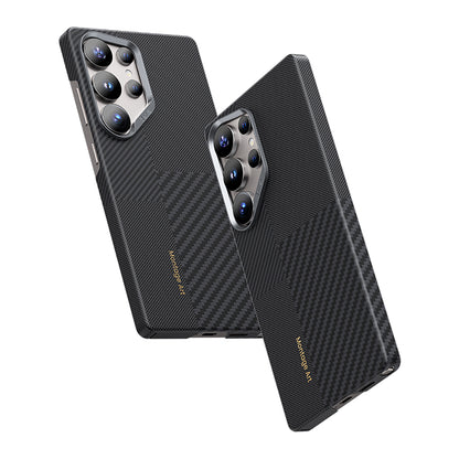 Galaxy S25 Ultra Kılıf M-safe Şarj Özellikli Karbon Fiber Benks Montage ArmorAir Kevlar Kapak Siyah