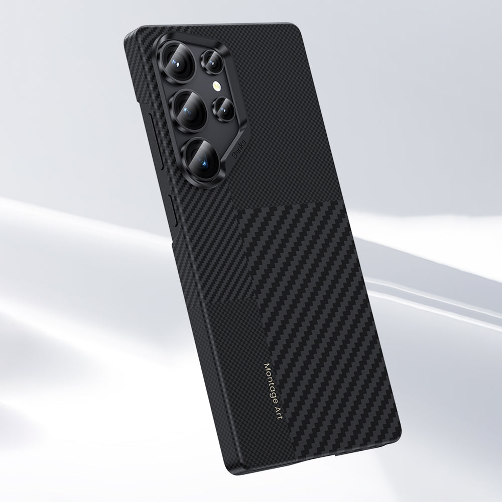 Galaxy S25 Ultra Kılıf M-safe Şarj Özellikli Karbon Fiber Benks Montage ArmorAir Kevlar Kapak Siyah