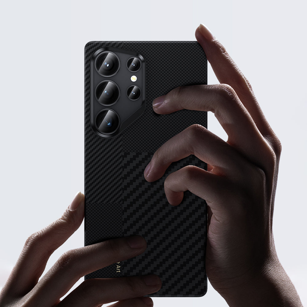 Galaxy S25 Ultra Kılıf M-safe Şarj Özellikli Karbon Fiber Benks Montage ArmorAir Kevlar Kapak Siyah