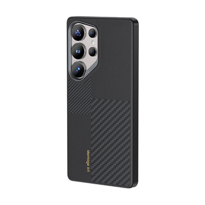 Galaxy S25 Ultra Kılıf M-safe Şarj Özellikli Karbon Fiber Benks Montage Hybrid ArmorPro Kevlar Kapak Siyah