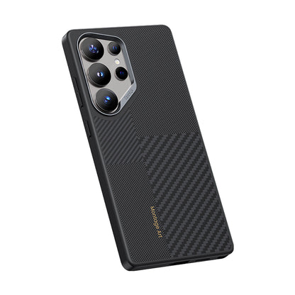 Galaxy S25 Ultra Kılıf M-safe Şarj Özellikli Karbon Fiber Benks Montage Hybrid ArmorPro Kevlar Kapak Siyah