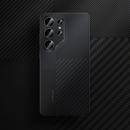 Galaxy S25 Ultra Kılıf M-safe Şarj Özellikli Karbon Fiber Benks Montage Hybrid ArmorPro Kevlar Kapak Siyah