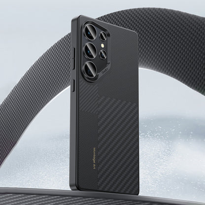 Galaxy S25 Ultra Kılıf M-safe Şarj Özellikli Karbon Fiber Benks Montage Hybrid ArmorPro Kevlar Kapak Siyah