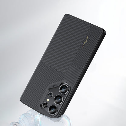 Galaxy S25 Ultra Kılıf M-safe Şarj Özellikli Karbon Fiber Benks Montage Hybrid ArmorPro Kevlar Kapak Siyah